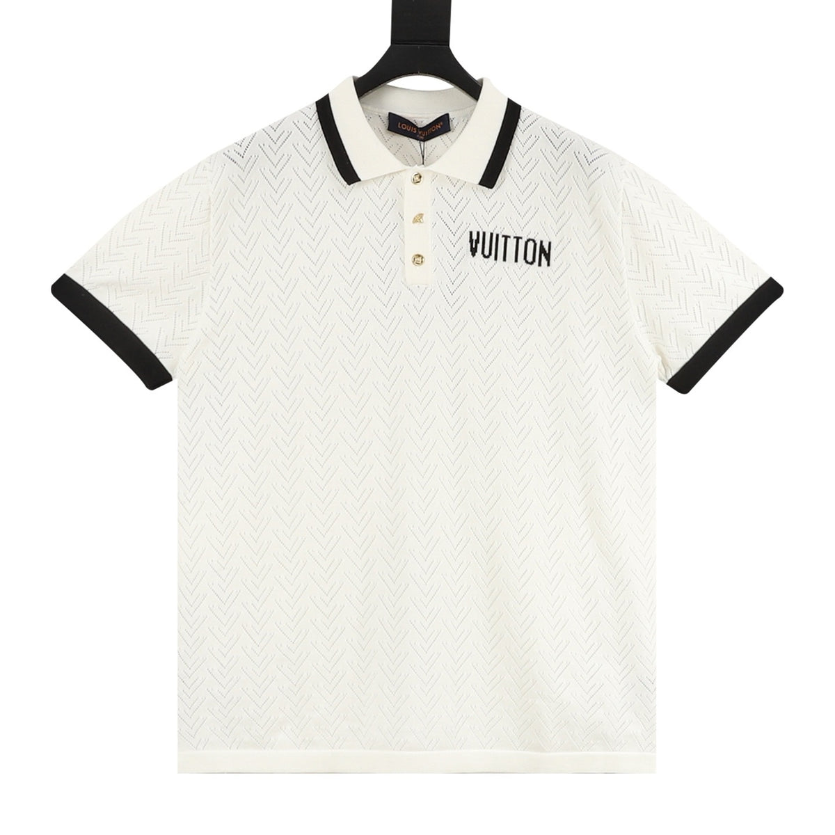Louis Vuitton Color-Block Letter Knit Polo Shirt front view
