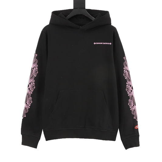 Chrome Hearts Pink Gothic Script Hoodie front view