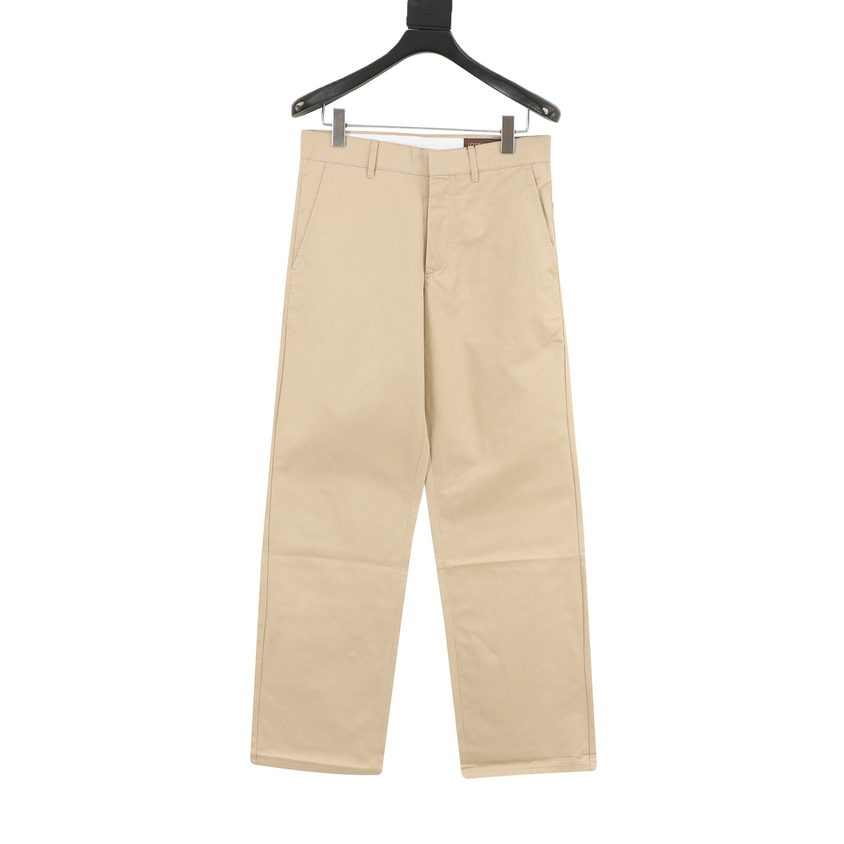 Louis Vuitton Leather-Pocket Silk-Cotton Crepe Trousers - Beige front view
