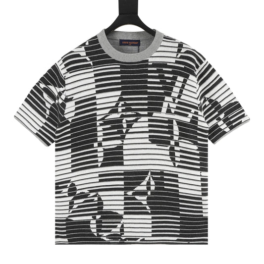 Louis Vuitton Optical Monogram Stripe Knit T-Shirt front view