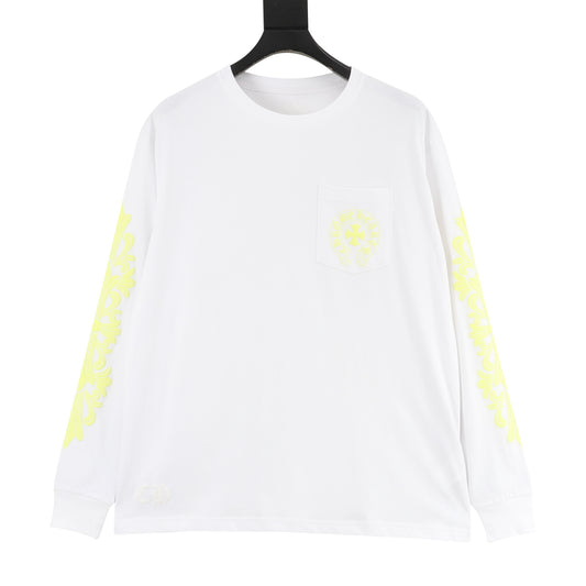 Chrome Hearts Yellow Script Cross-Sleeve Long-Sleeve T-Shirt front view