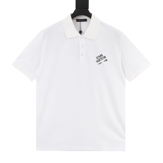 Louis Vuitton Pin Letter Embroidered Polo Shirt front view