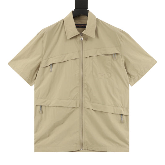 Louis Vuitton Camping Zip Short-Sleeve Shirt - Green front view