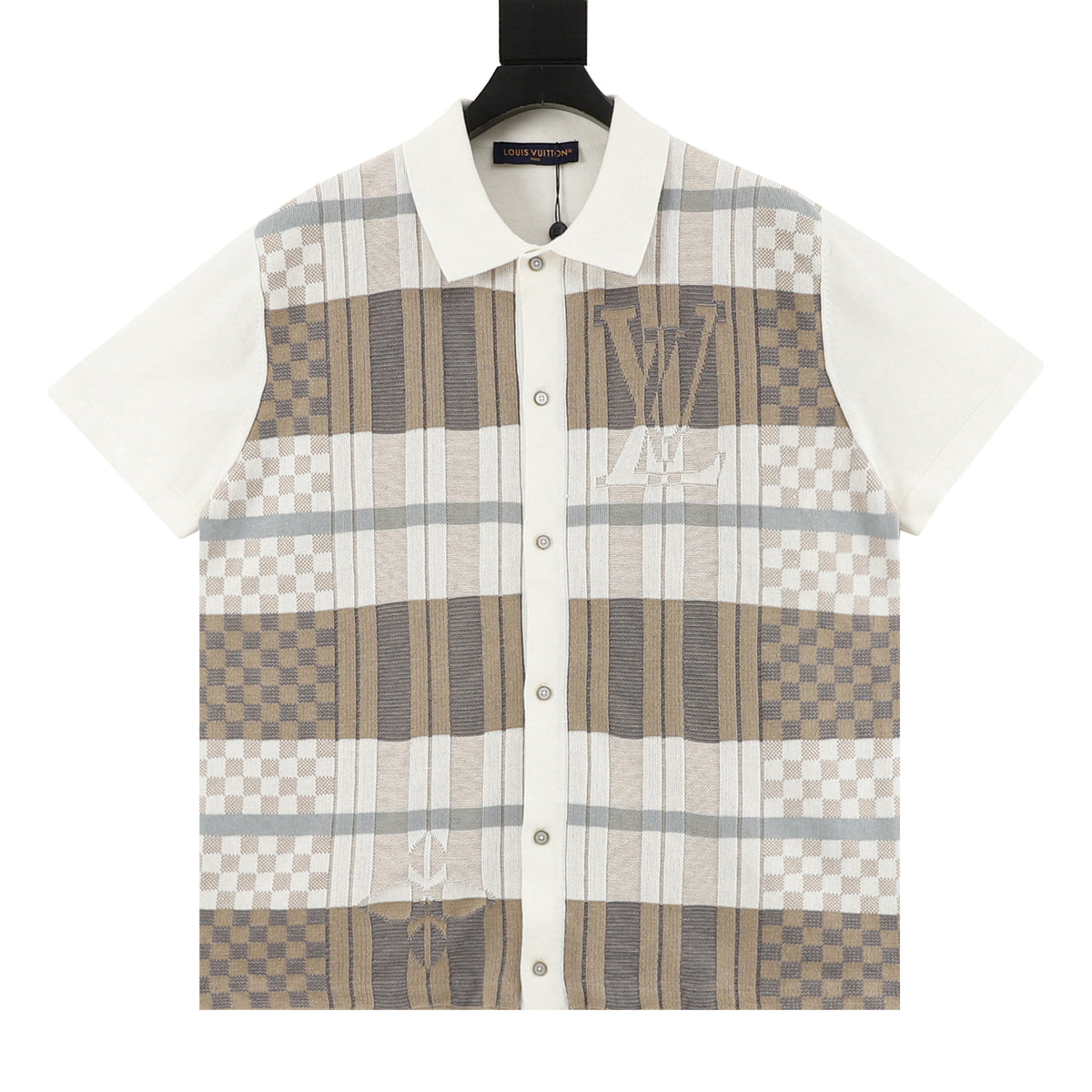 Louis Vuitton Check Jacquard Knit Shirt front view