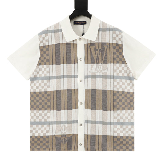 Louis Vuitton Check Jacquard Knit Shirt front view