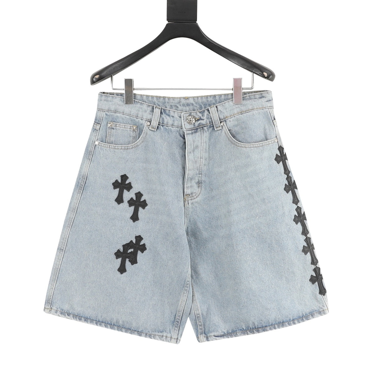 Chrome Hearts Leather-Label Cross Denim Shorts front view