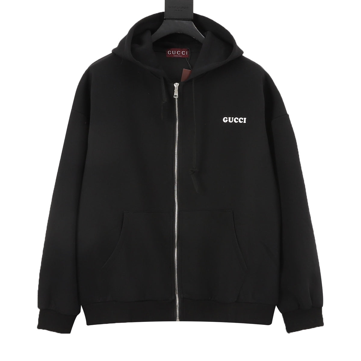 Gucci Logo Zip-Up Hooded Sweatshirt front view