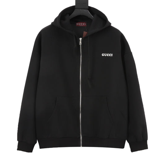 Gucci Logo Zip-Up Hooded Sweatshirt front view