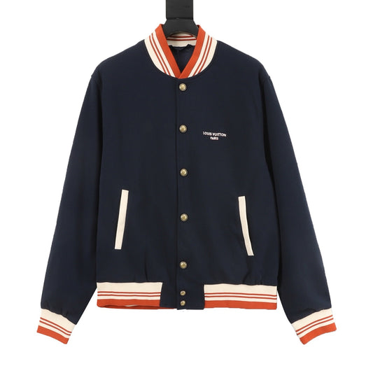 Louis Vuitton Overlapping-Letter Embroidered Baseball Jacket - Black front view
