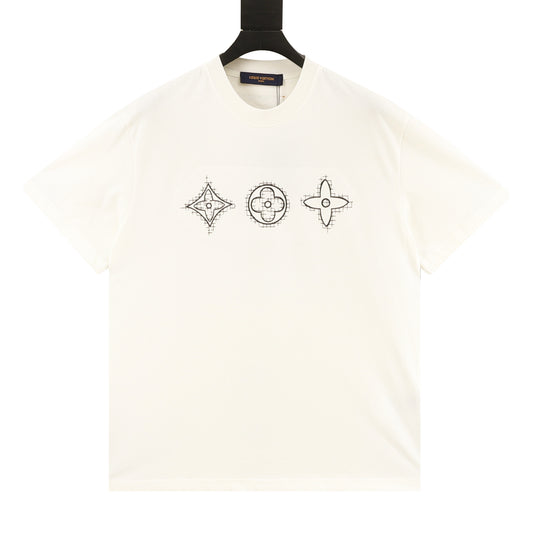 Louis Vuitton Three-Flower Grain Embroidered T-Shirt front view