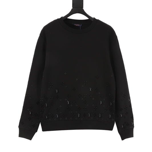 Louis Vuitton Gradient Flocked Logo Sweatshirt - Black front view