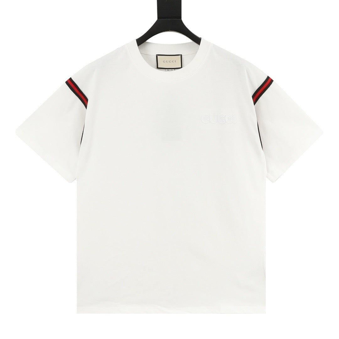 Gucci Web-Stripe Sleeve Embroidered T-Shirt front view