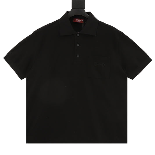 Gucci Horsebit Pocket Embroidered Polo Shirt front view
