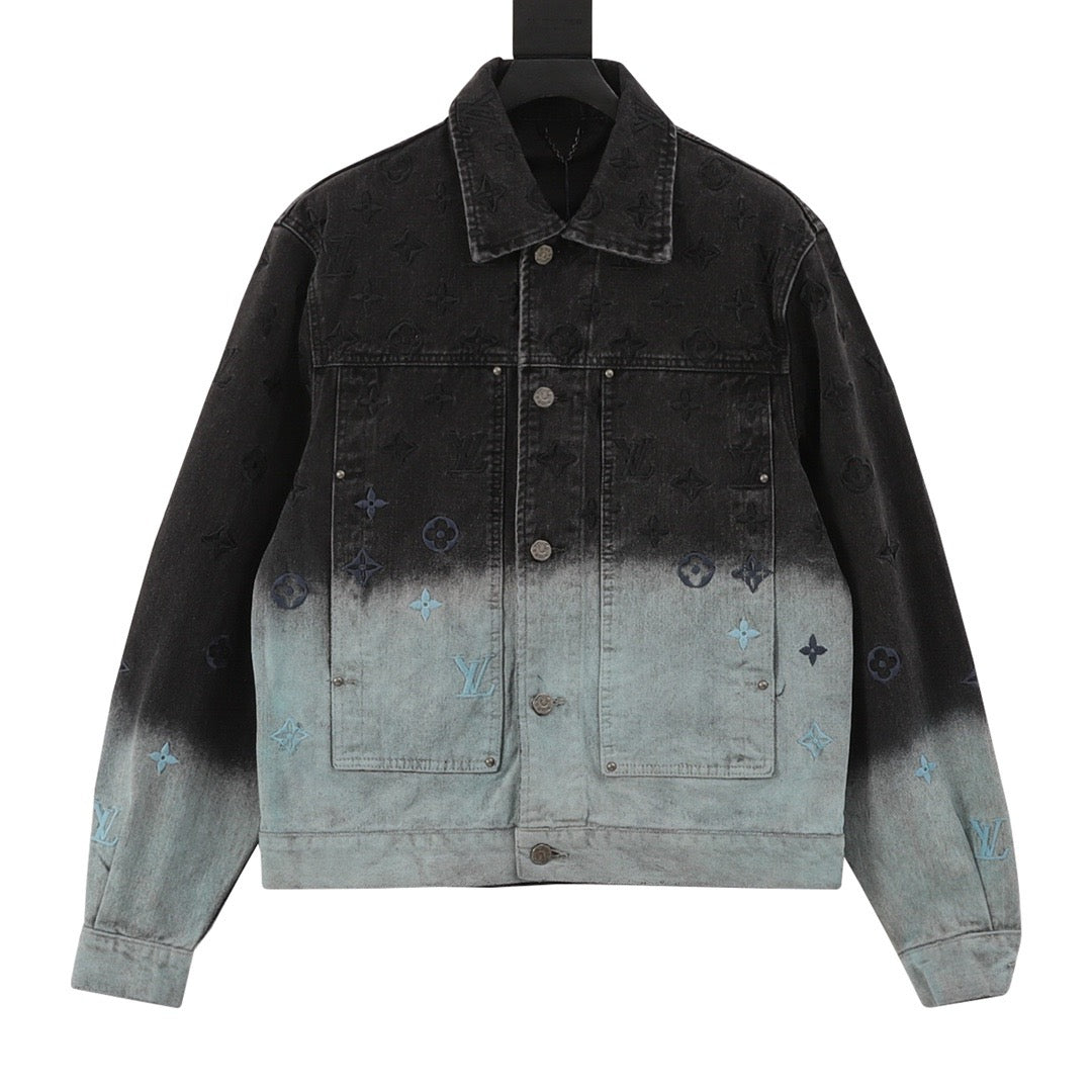 Louis Vuitton Gradient Embroidered Denim Jacket front view