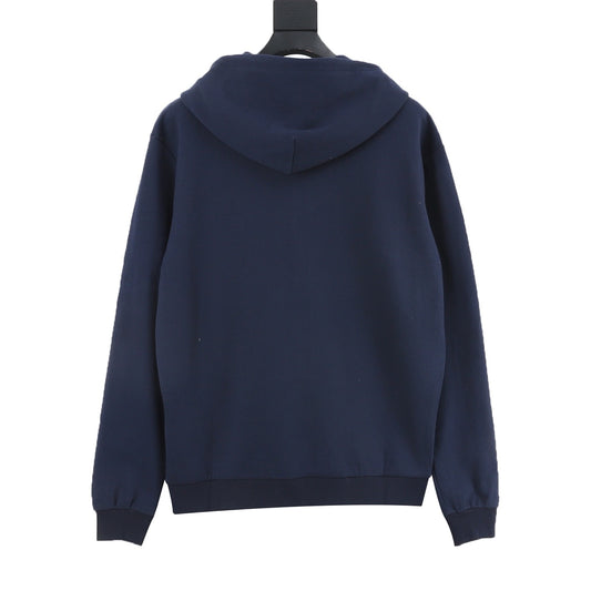 Louis Vuitton Leather-Logo Zip Hoodie - Black back view