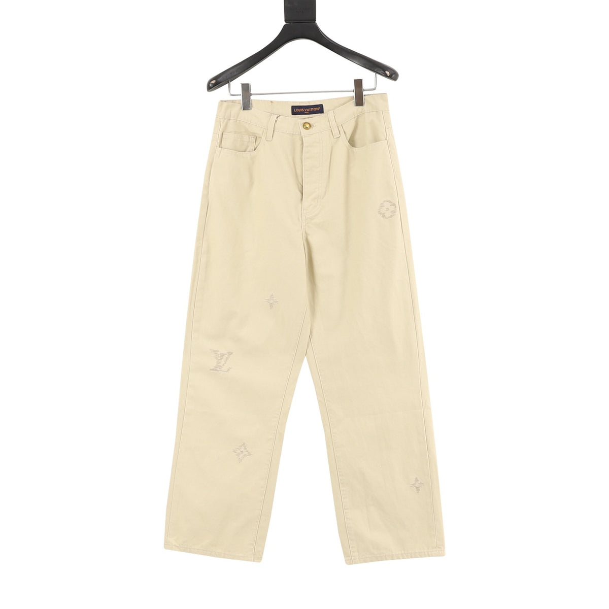 Louis Vuitton Monogram Signature Embroidered Jeans - Blue front view