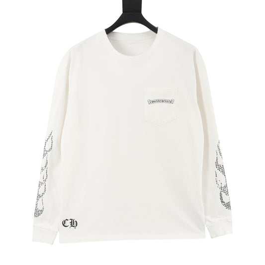 Chrome Hearts Vertical Cross Back Print Long-Sleeve T-Shirt front view