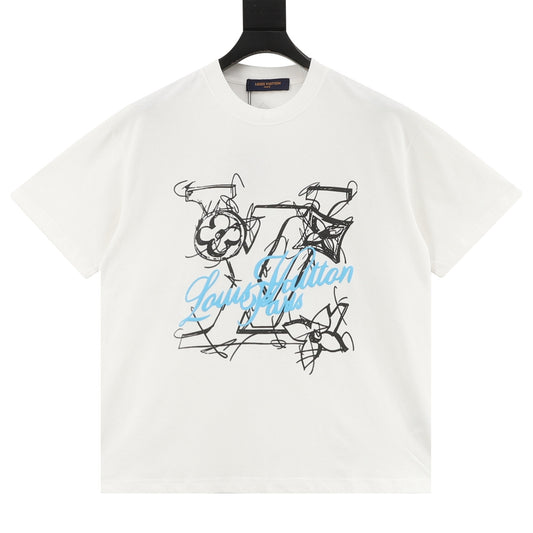 Louis Vuitton Hand-Drawn Graffiti Logo T-Shirt front view
