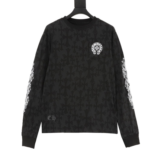 Chrome Hearts Tonal All-Over Print Long-Sleeve T-Shirt front view