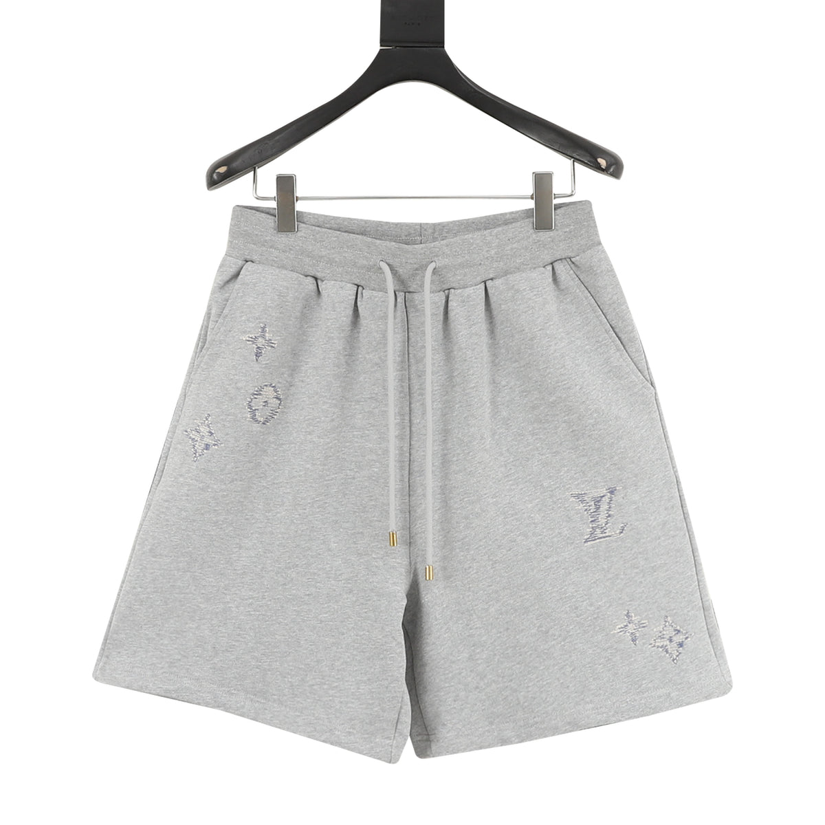 Louis Vuitton Monogram Sketch Embroidered Drawstring Shorts - Grey front view