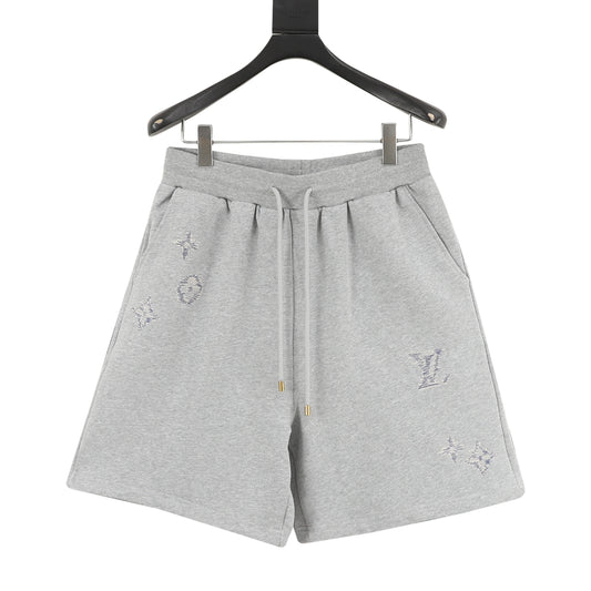 Louis Vuitton Monogram Sketch Embroidered Drawstring Shorts - Grey front view