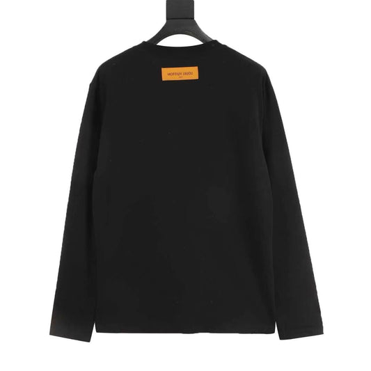 Louis Vuitton Embossed Logo Long-Sleeve T-Shirt - Black back view