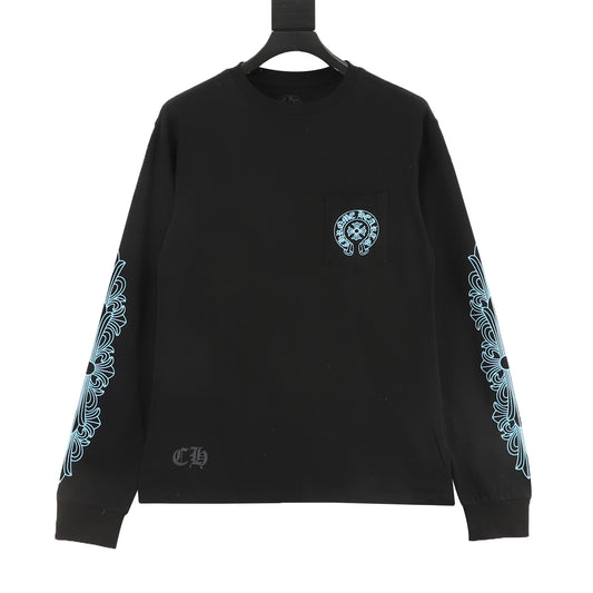 Chrome Hearts Gothic Script Horseshoe Long-Sleeve T-Shirt front view