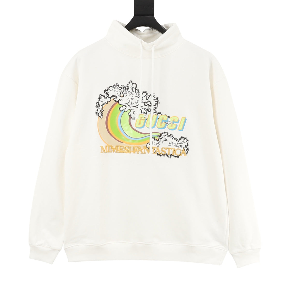 Gucci Wave Puff-Print Embroidered Hooded Sweatshirt front view