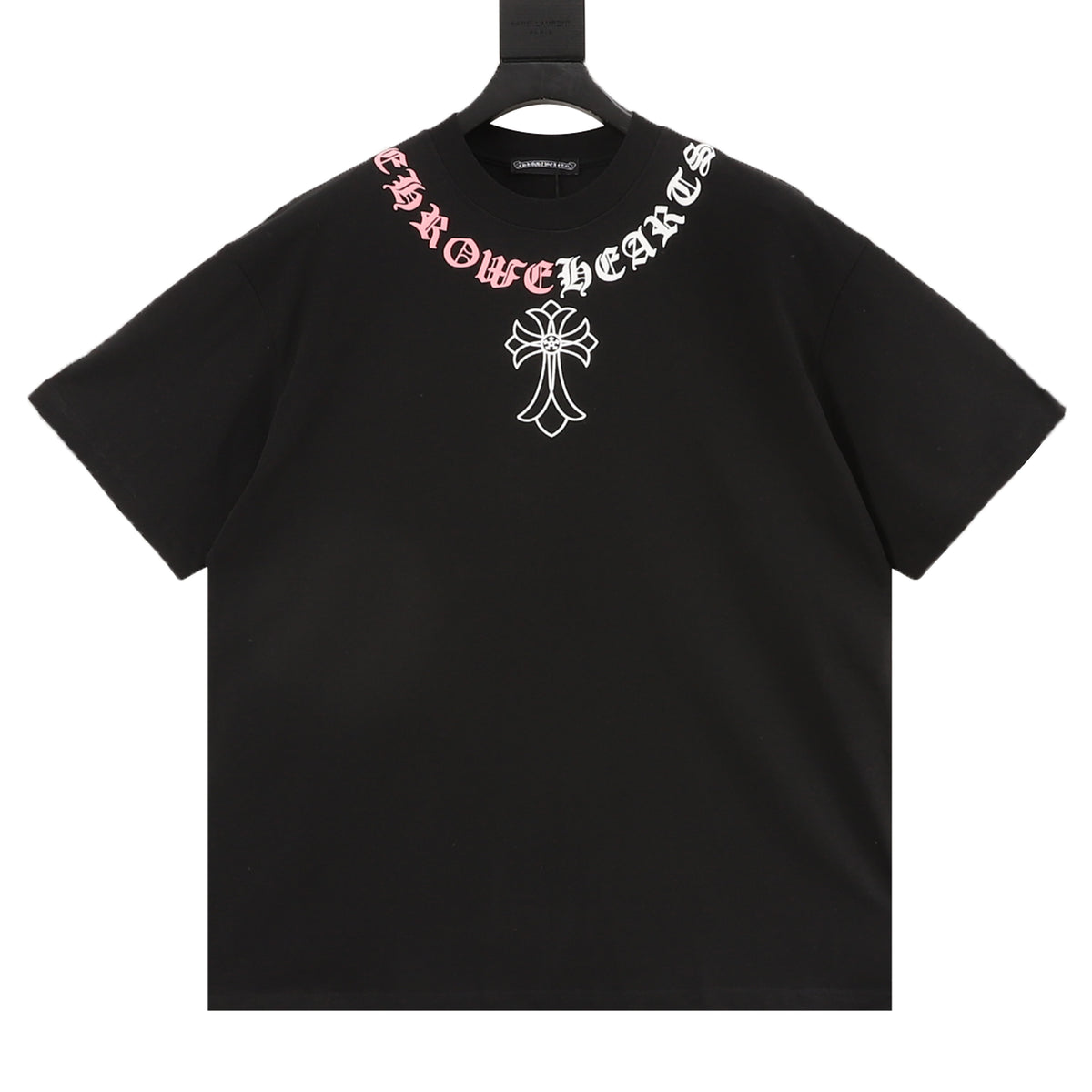 Chrome Hearts Contrast Gothic Letter Cross Necklace T-Shirt front view