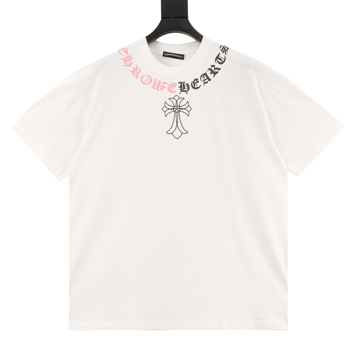 Chrome Hearts Contrast Gothic Letter Cross Necklace T-Shirt front view