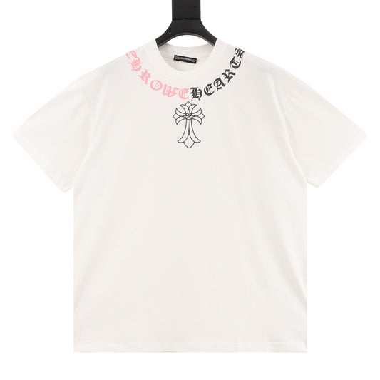 Chrome Hearts Contrast Gothic Letter Cross Necklace T-Shirt front view