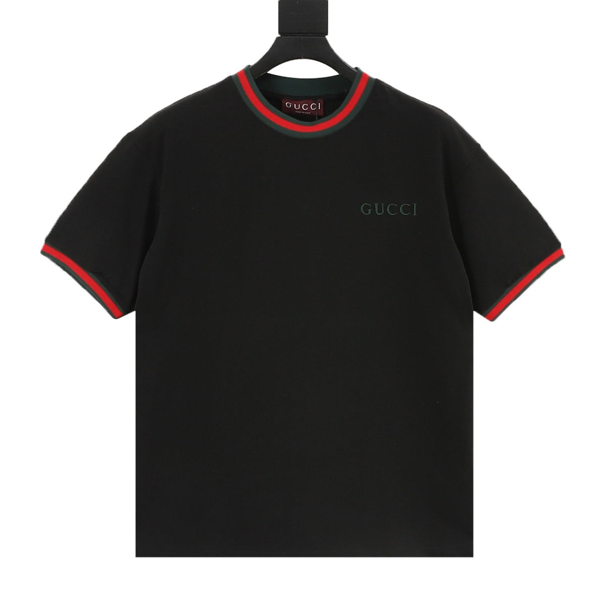 Gucci Letter Embroidered Web-Rib T-Shirt front view