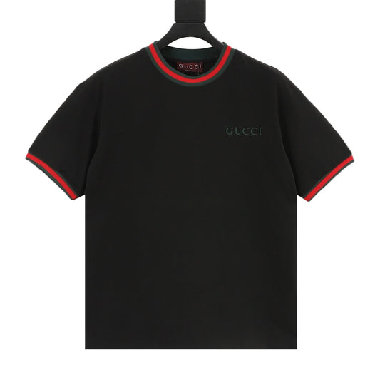 Gucci Letter Embroidered Web-Rib T-Shirt front view