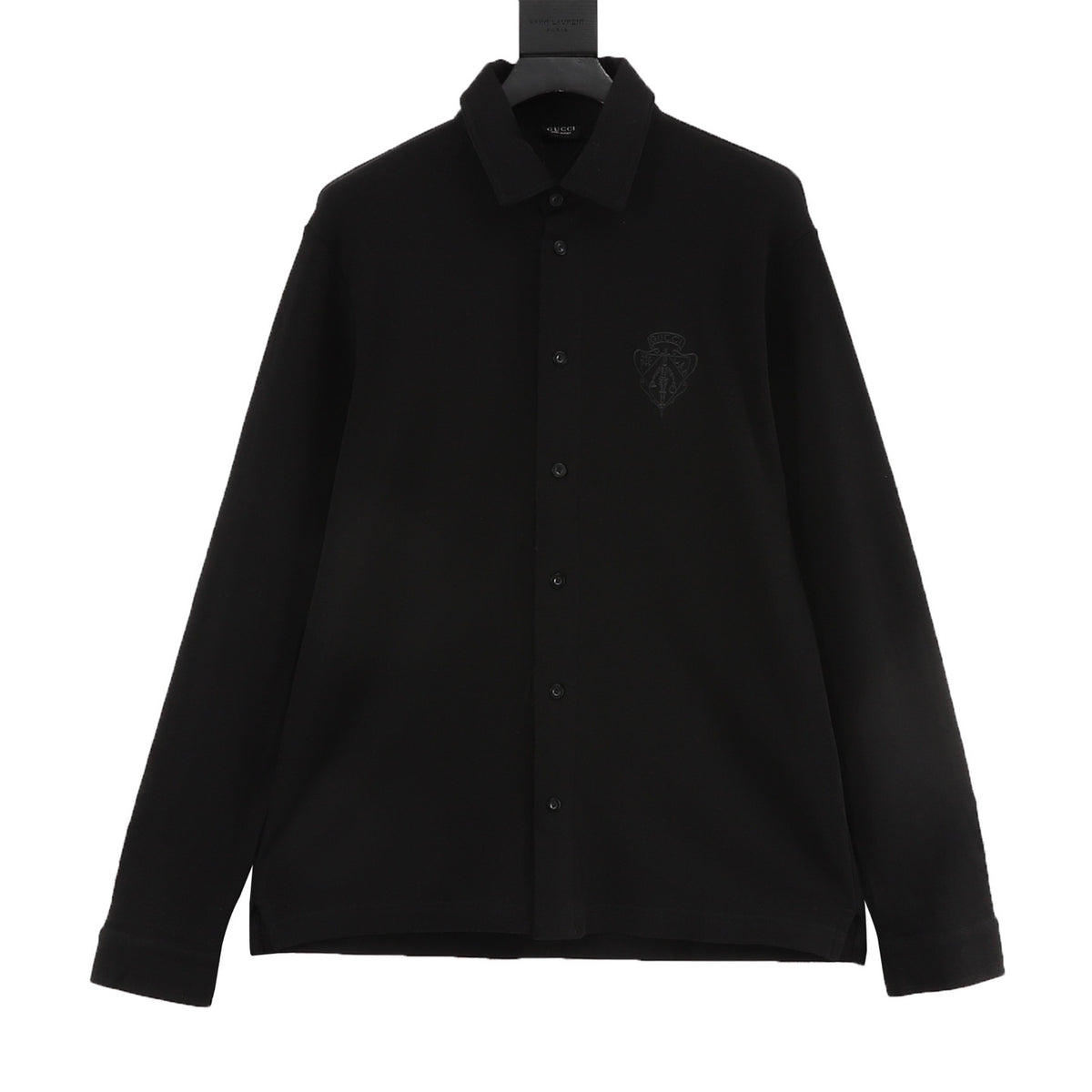 Gucci New Emblem Embroidered Long-Sleeve Shirt front view