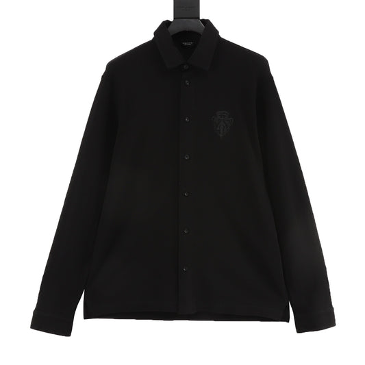 Gucci New Emblem Embroidered Long-Sleeve Shirt front view