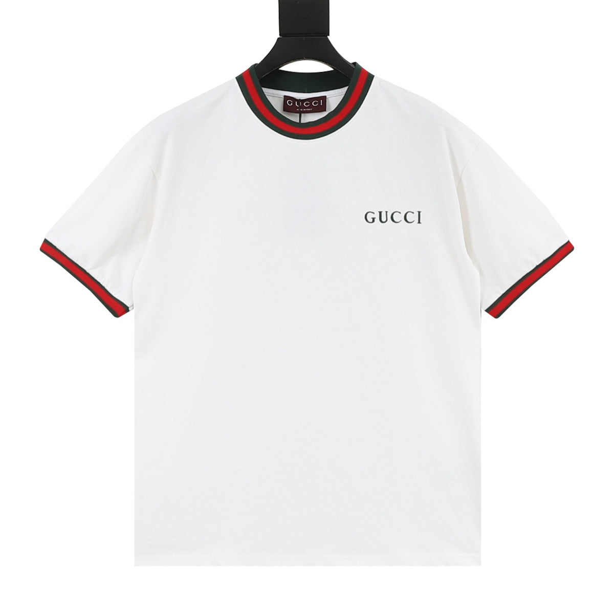 Gucci Letter Embroidered Web-Rib T-Shirt front view