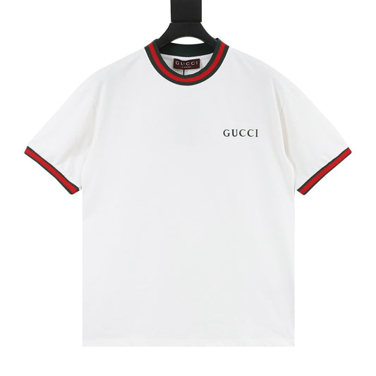 Gucci Letter Embroidered Web-Rib T-Shirt front view