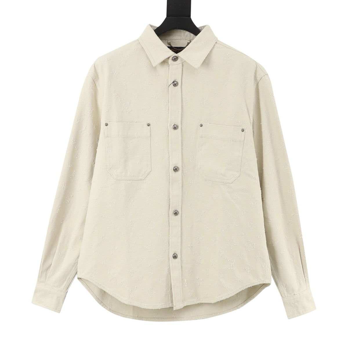 Louis Vuitton Monogram Needle-Punched Denim Shirt Jacket - Ivory front view