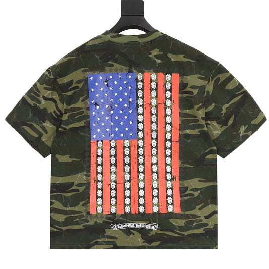 Chrome Hearts Camo Flag Print T-Shirt front view