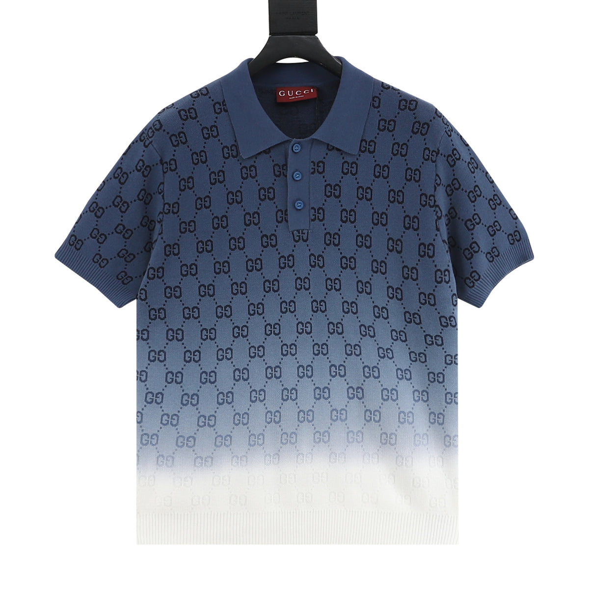 Gucci Gradient Collar Knit Polo Shirt front view