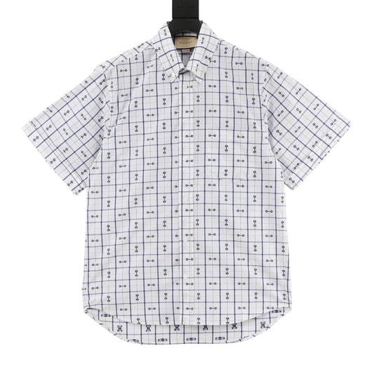 Gucci Horsebit Jacquard Short-Sleeve Shirt front view