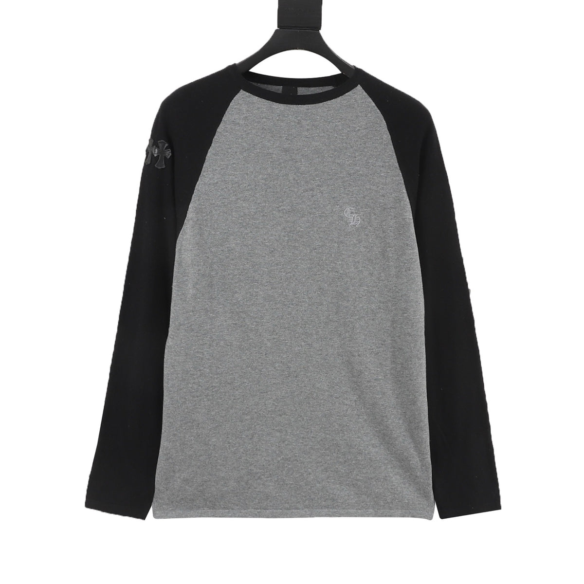 Chrome Hearts Logo Embroidered Contrast Knit Long-Sleeve Top front view