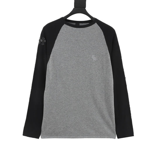 Chrome Hearts Logo Embroidered Contrast Knit Long-Sleeve Top front view