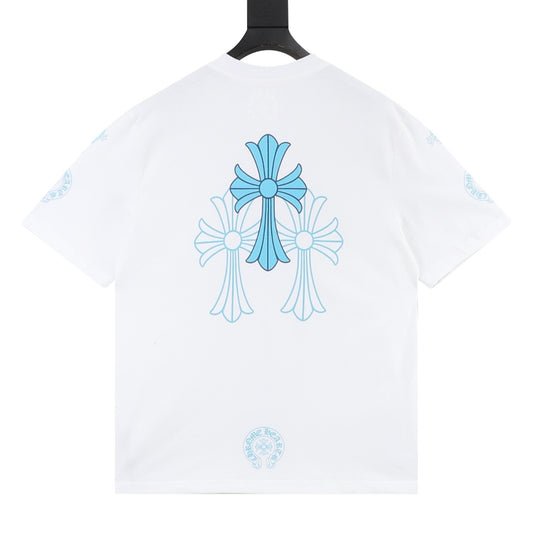 Chrome Hearts Blue Cross Print T-Shirt front view