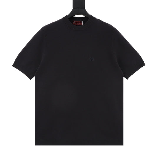 Gucci Double G Embroidered Silk-Cotton Knit T-Shirt front view