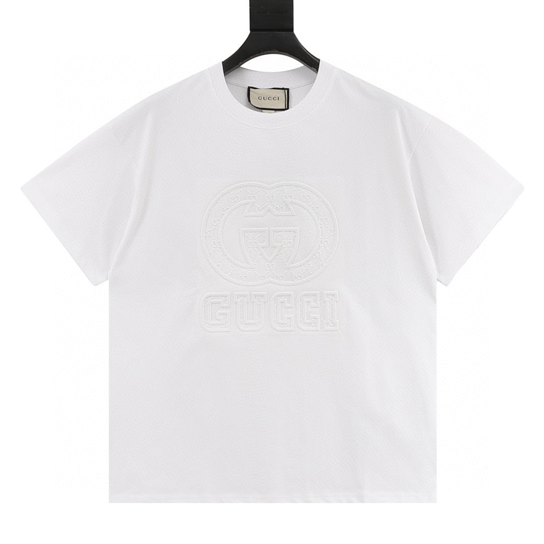 Gucci Embossed Letter Logo T-Shirt front view