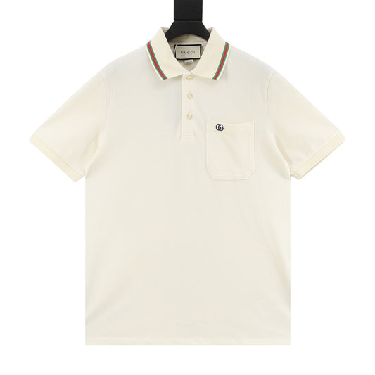 Gucci Double G Pocket Embroidered Polo Shirt front view