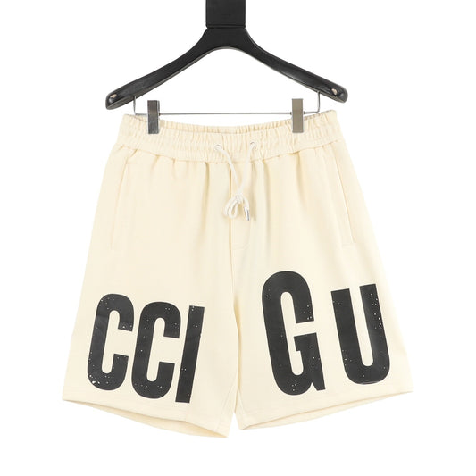 Gucci Oversized Letter Drawstring Shorts front view