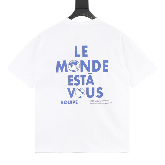 Louis Vuitton Globe Slogan Print T-Shirt front view