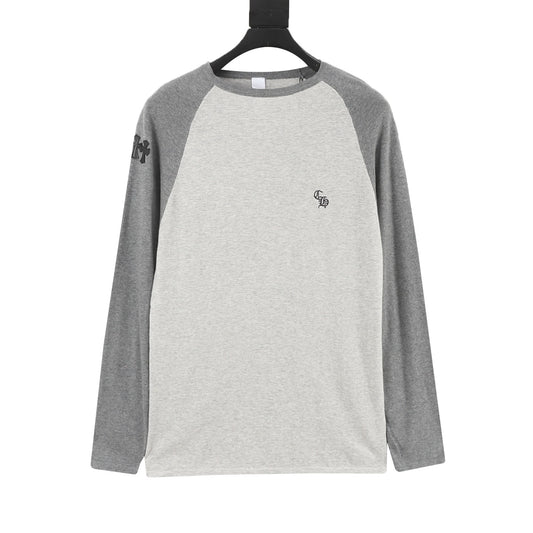 Chrome Hearts Logo Embroidered Contrast Knit Long-Sleeve Top front view